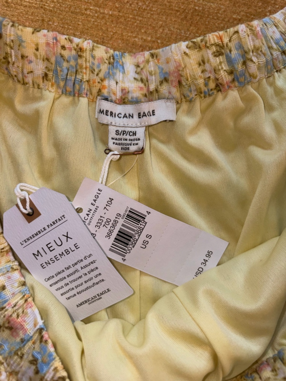 American Eagle Outfitters Floral Elastic Waist Shorts in Blue & Cream - Picture 2 of 5